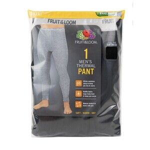 Fruit of the Loom Mens M 32/34 Black Thermal Waffle Baselayer Underwear Pant NEW